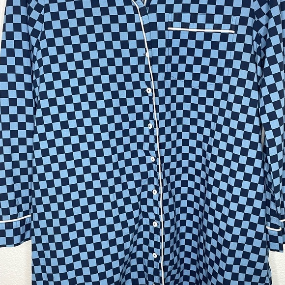 RIXO nightdress checkered blue sz small style “Montana” button down - Picture 4 of 8